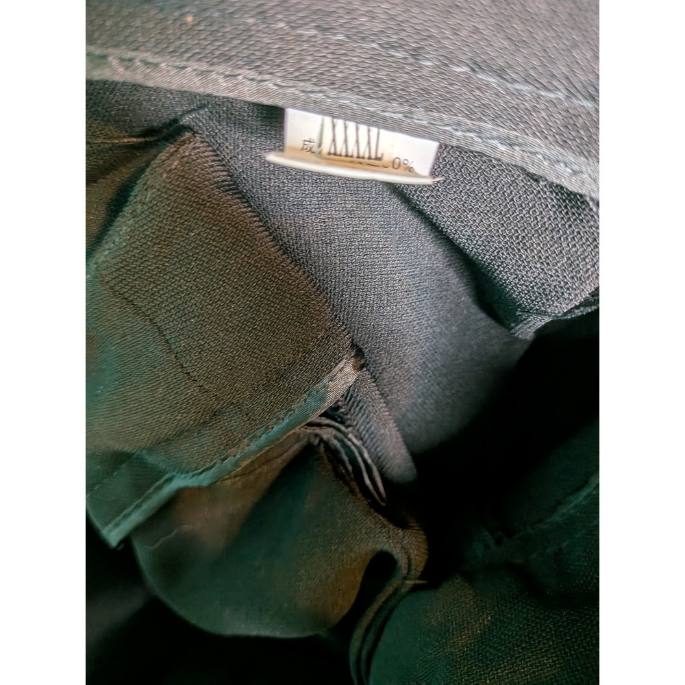 Black Wide Leg Trousers with Jacquard‎ Side Stripe and Frog Button Slits - Picture 7 of 7